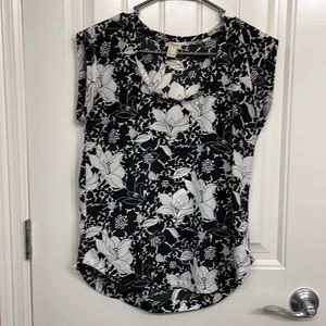 J. Crew Factory Women's Size 4 Sleeveless Top Floral Black White Hi-Low …